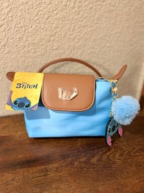 Viral Disney Stitch Mini Crossbody Bag Blue Nylon Tan Trim TJMaxx NWT